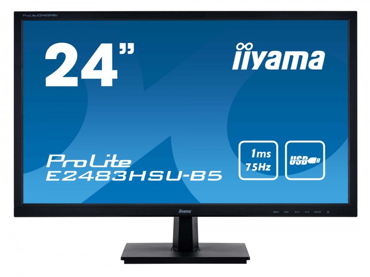 Монитор Iiyama 24" ProLite E2483HSU-B5 черный TN LED 16:9 HDMI M/M матовая 250cd 170гр/160гр 1920x1080 D-Sub DisplayPort FHD USB 3.4кг