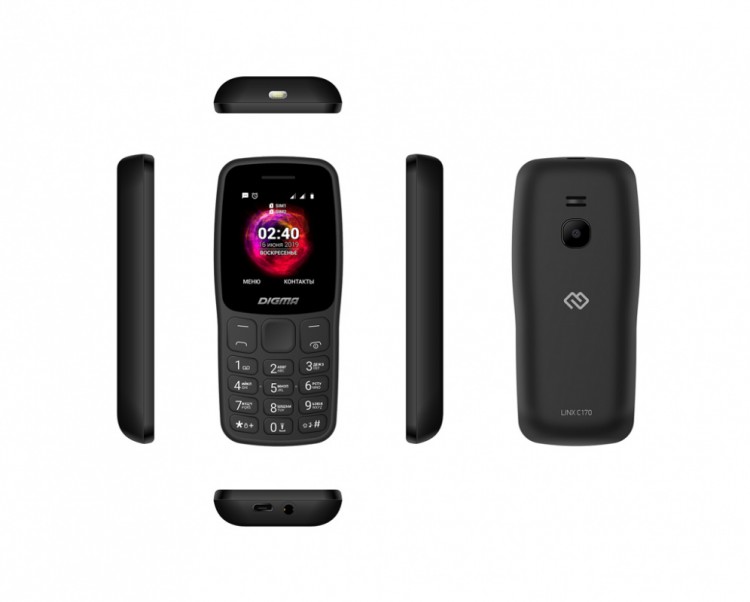 Мобильный телефон Digma C170 Linx 32Mb черный моноблок 2Sim 1.77" 128x160 0.08Mpix GSM900/1800 MP3 FM microSD max16Gb
