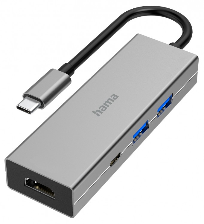 Разветвитель USB-C Hama H-200107 4порт. серый (00200107)