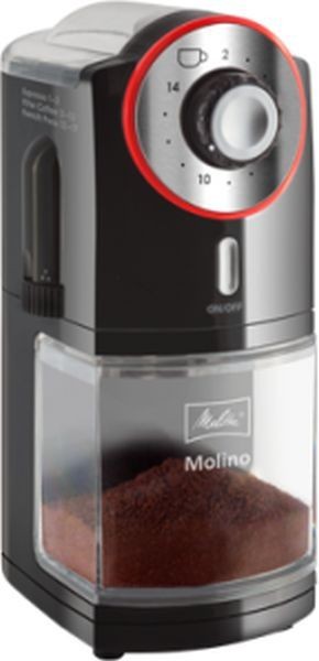 Кофемолка Melitta Molino 100Вт сист.помол.:жернова вместим.:200гр черный/красный