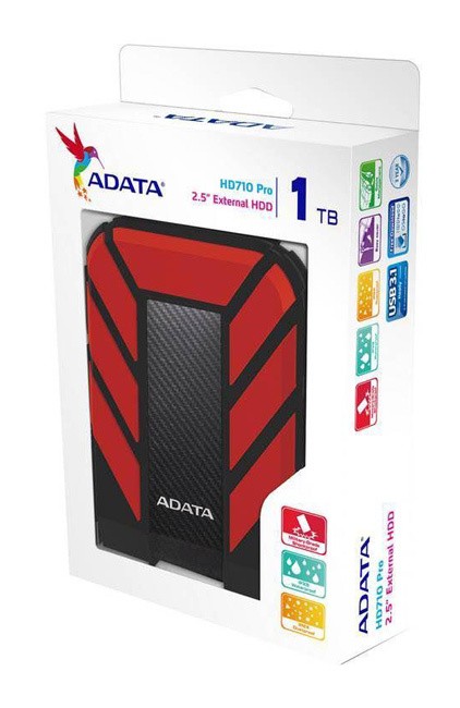 Жесткий диск A-Data USB 3.0 1Tb AHD710P-1TU31-CRD HD710Pro DashDrive Durable (5400rpm) 2.5" черный/красный