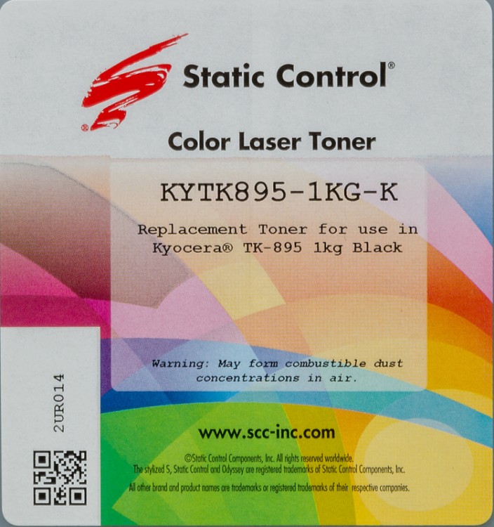 Тонер Static Control KYTK895-1KG-K черный флакон 1000гр. для принтера Kyocera Mita FS C8020/C8025/C8520