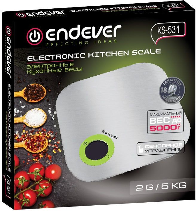 Весы кухонные электронные Endever Skyline KS-531 макс.вес:5кг серебристый