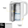 Чайник электрический Kitfort КТ-629-1 1.5л. 1800Вт белый/серебристый (корпус: нержавеющая сталь/пластик)