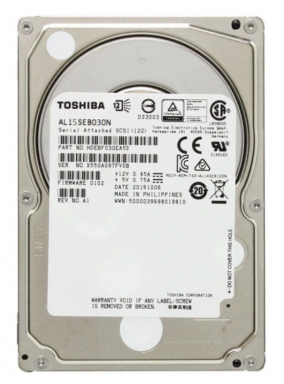 Жесткий диск Toshiba SAS 3.0 300Gb AL15SEB030N (10500rpm) 128Mb 2.5"