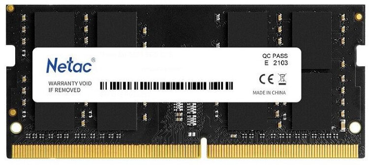 Память DDR4 16Gb 3200MHz Netac NTBSD4N32SP-16 Basic OEM PC4-25600 CL22 SO-DIMM 260-pin 1.2В single rank