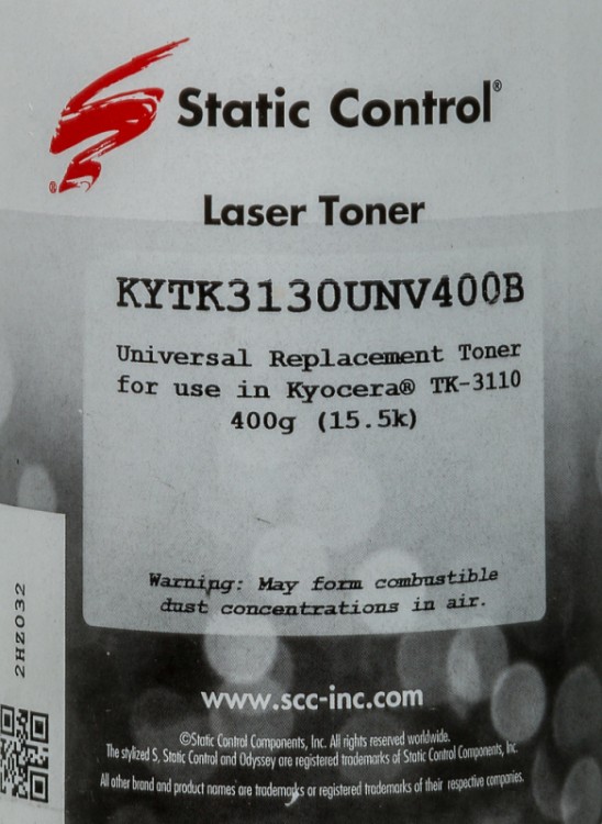 Тонер Static Control KYTK3130UNV400B черный флакон 400гр. для принтера Kyocera FS4100/4200/4300DN