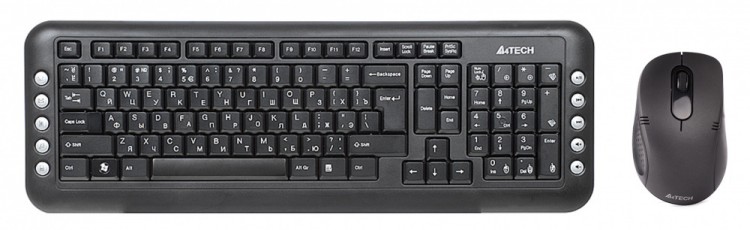Клавиатура + мышь A4 V-Track 7200N клав:черный мышь:черный USB беспроводная Multimedia
