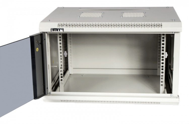 Шкаф коммутационный Lanmaster (TWT-CBWPG-9U-6X4-GY) настенный 9U 600x400мм пер.дв.стекл 60кг серый