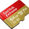 Флеш карта microSDXC 64Gb Class10 Sandisk SDSQXA2-064G-GN6MA Extreme + adapter