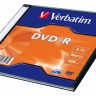 Диск DVD-R Verbatim 4.7Gb 16x Slim case (20шт) (43547)