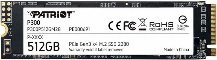 Накопитель SSD Patriot PCI-E x4 512Gb P300P512GM28 P300 M.2 2280