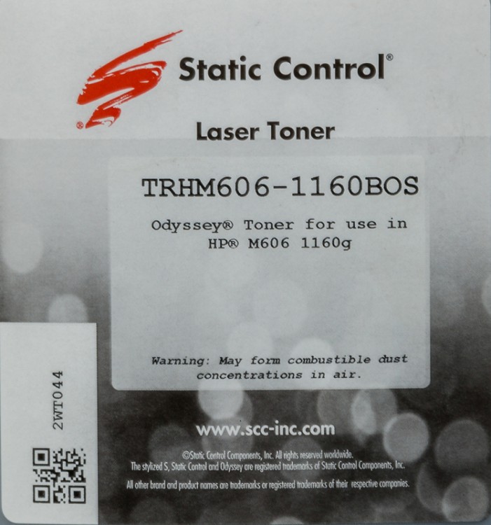 Тонер Static Control TRHM606-1160BOS черный флакон 1160гр. для принтера HP LJ M605/606/630MFP