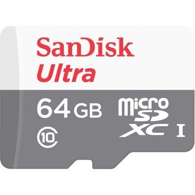 Флеш карта microSDXC 64Gb Class10 Sandisk SDSQUNS-064G-GN3MA Ultra 80 + adapter