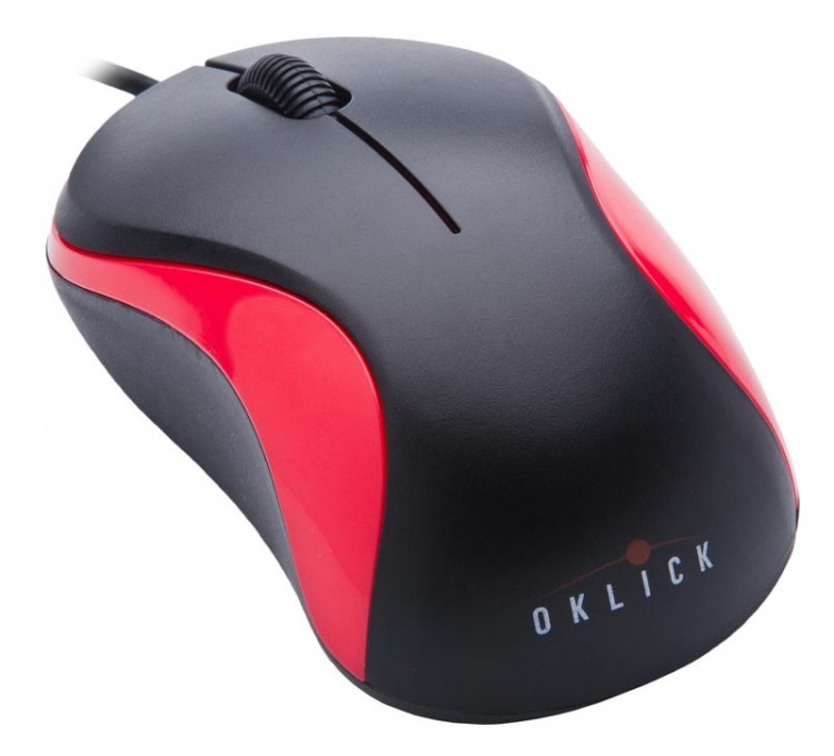 Мышь Oklick 115S черный/красный оптическая (1200dpi) USB для ноутбука (2but)