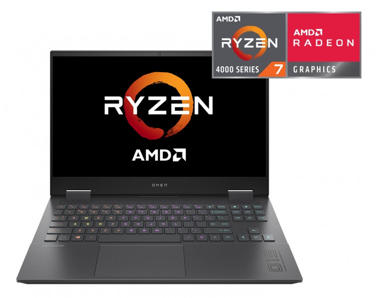 Ноутбук HP Omen 15-en0039ur Ryzen 7 4800H/16Gb/SSD512Gb/NVIDIA GeForce GTX 1660 Ti 6Gb/15.6"/IPS/FHD (1920x1080)/Windows 10/dk.grey/WiFi/BT/Cam
