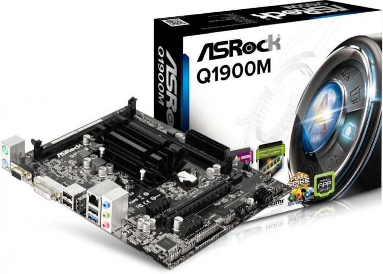 Материнская плата Asrock Q1900M mATX AC`97 6ch(5.1) GbLAN+VGA+DVI+HDMI