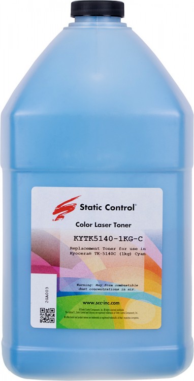 Тонер Static Control KYTK5140-1KG-C голубой флакон 1000гр. для принтера Kyocera EcoSys-M6030/M6530/P6130/M6035/M6535/P6035