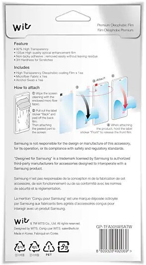 Защитная пленка для экрана Samsung WITS прозрачный для Samsung Galaxy A30 прозрачная 1шт. (GP-TFA305WSATR)