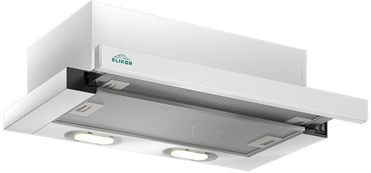 Вытяжка встраиваемая Elikor Интегра Glass 60П-400-В2Л белый/стекло бежевое управление: кнопочное (1 мотор)