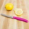 Нож кухонный Victorinox Swiss Classic (6.7836.L115) стальной для овощей лезв.110мм серрейт. заточка розовый без упаковки