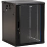 Шкаф серверный Hyperline (TWB-1245-GP-RAL9004) настенный 12U 600x450мм пер.дв.стекл 2 бок.пан. 60кг черный IP20 сталь