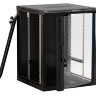 Шкаф серверный Hyperline (TWB-1245-GP-RAL9004) настенный 12U 600x450мм пер.дв.стекл 2 бок.пан. 60кг черный IP20 сталь