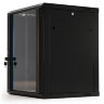 Шкаф серверный Hyperline (TWB-1245-GP-RAL9004) настенный 12U 600x450мм пер.дв.стекл 2 бок.пан. 60кг черный IP20 сталь