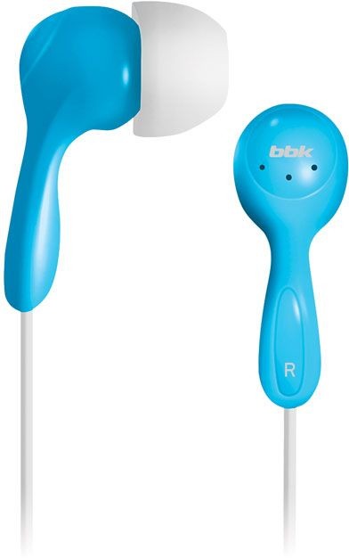 Наушники вкладыши BBK EP-1001S 1.2м белый/голубой проводные (в ушной раковине)