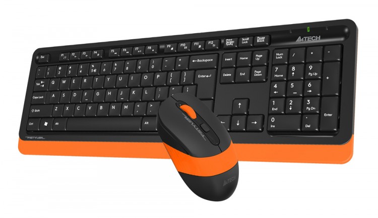 Клавиатура + мышь A4 Fstyler FG1010 клав:черный/оранжевый мышь:черный/оранжевый USB беспроводная Multimedia