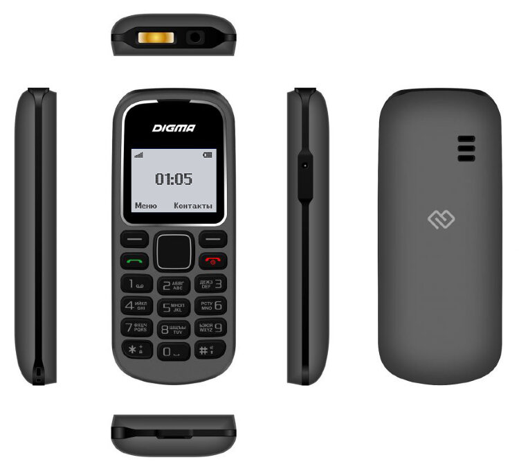 Мобильный телефон Digma Linx A105 2G 32Mb серый моноблок 1Sim 1.44" 98x68 GSM900/1800