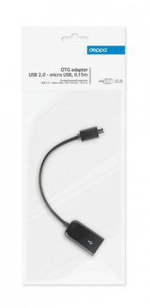Адаптер OTG Deppa 72110 micro USB B (m) USB A(f) 0.15м черный