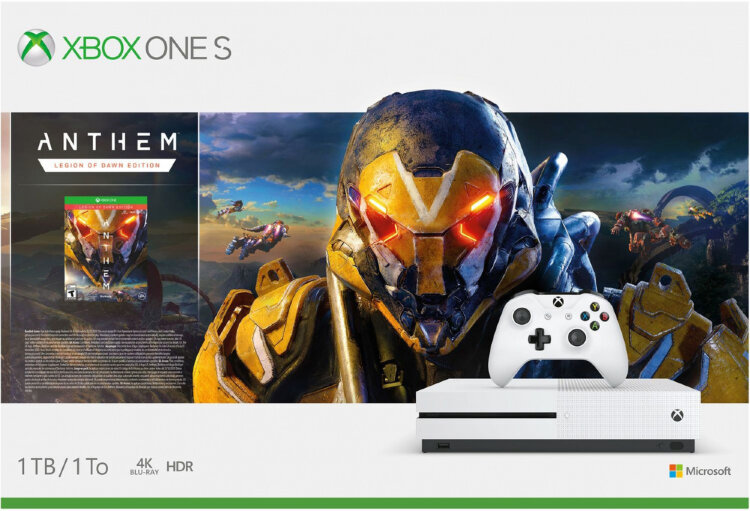 Игровая консоль Microsoft Xbox One S белый в комплекте: игра: Anthem