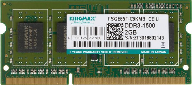 Память DDR3 2Gb 1600MHz Kingmax KM-SD3-1600-2GS RTL PC3-12800 SO-DIMM 204-pin