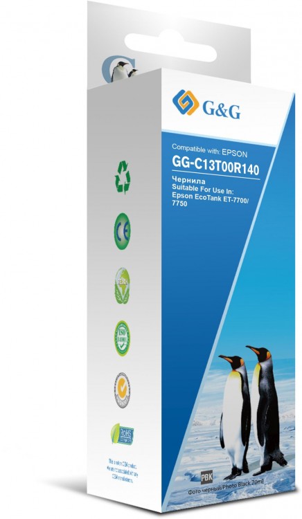Чернила G&G GG-C13T00R140 черный70мл для Epson EcoTank 7700/7750