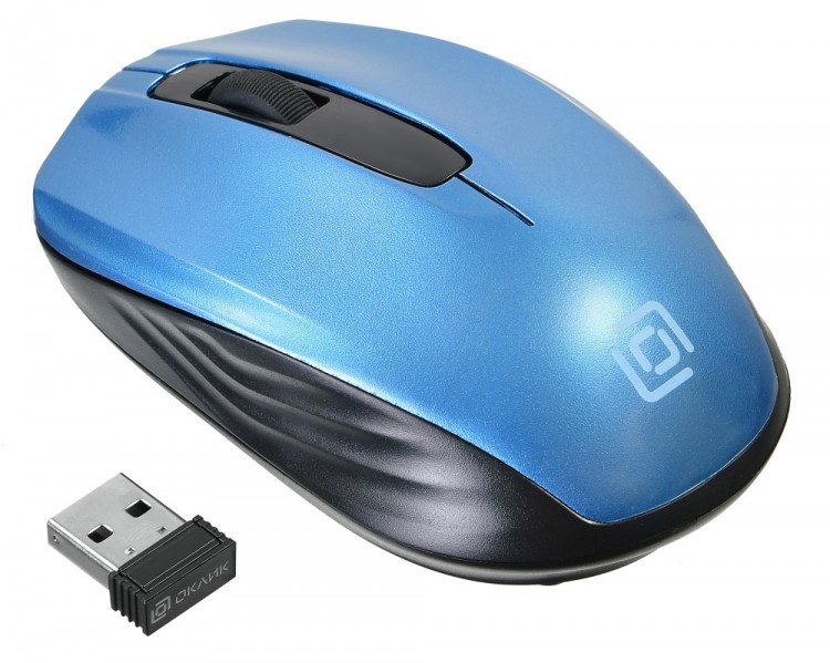 Мышь Oklick 475MW черный/синий оптическая (1200dpi) беспроводная USB (2but)