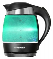 Чайник электрический Starwind SKG2219 1.8л. 2200Вт бирюзовый/черный (корпус: стекло)