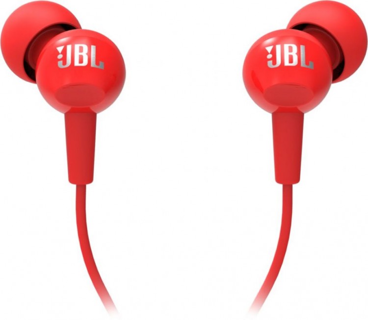 Гарнитура вкладыши JBL C100SIU 1.2м красный проводные (в ушной раковине)