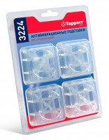 Подставки для стиральных машин Topperr квадратные прозрачный полимер (упак: 4шт) (3224)