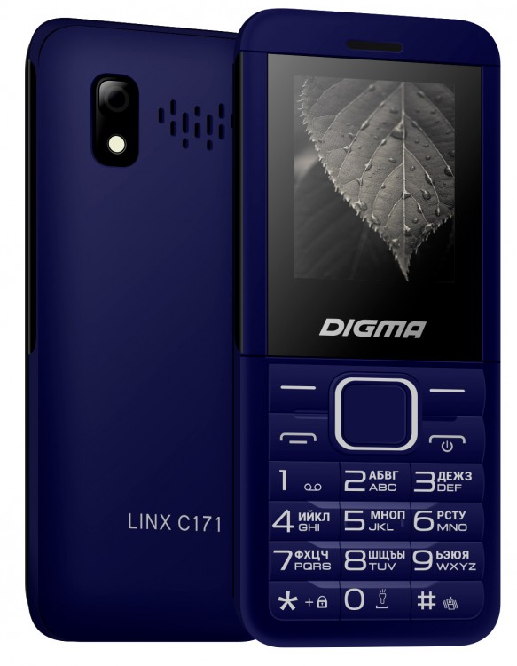 Мобильный телефон Digma C171 Linx 32Mb темно-синий моноблок 2Sim 1.77" 128x160 0.08Mpix GSM900/1800 FM microSD max32Gb