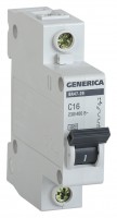 Выключатель автоматический IEK Generica MVA25-1-016-C 16A тип C 4.5kA 1П 230В 1мод серый (упак.:1шт)