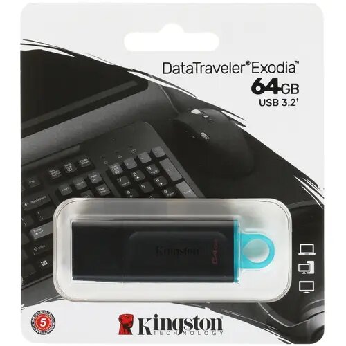 Флеш диск KINGSTON 64GB USB3.2 Gen 1 DataTraveler Exodia 