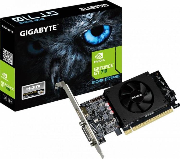 Видеокарта Gigabyte PCI-E GV-N710D5-2GL nVidia GeForce GT 710 2048Mb 64bit GDDR5 954/5010 DVIx1/HDMIx1/HDCP Ret low profile