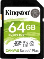 Флеш карта SDXC 64Gb Class10 Kingston SDS2/64GB Canvas Select Plus w/o adapter