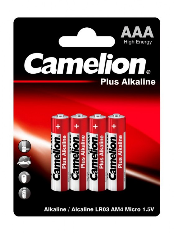 Батарея Camelion Plus Alkaline LR03-BP4 AAA 1250mAh (4шт) блистер