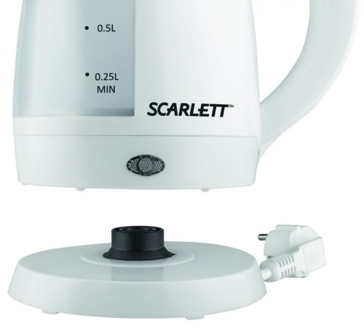Чайник электрический Scarlett SC-EK18P40 1л. 1600Вт белый (корпус: пластик)