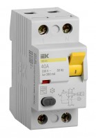 Выключатель дифф. тока IEK ВД1-63 MDV10-2-040-300 40A 300мА AC 2П 230В 2мод белый
