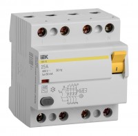 Выключатель дифф. тока IEK ВД1-63 MDV10-4-025-030 25A 30мА AC 4П 400В 4мод белый