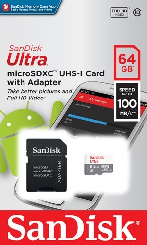 Флеш карта microSDHC 64Gb Class10 Sandisk SDSQUNR-064G-GN3MA Ultra Light w/o adapter