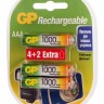 Аккумулятор GP Rechargeable 1000AAAHC4/2 AAA NiMH 1000mAh (6шт) блистер